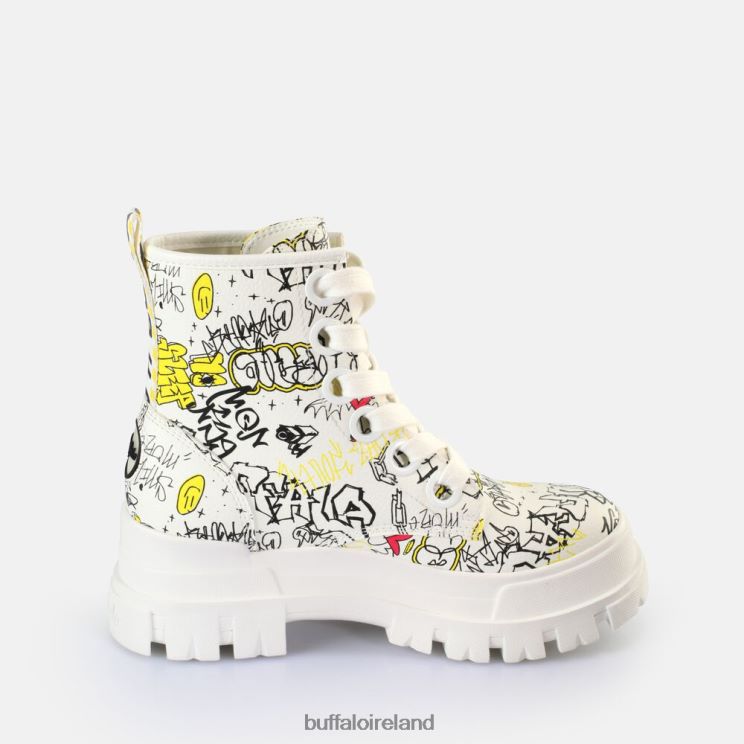 White Graffiti Buffalo Aspha Lace Up Hi Ankle Boot vegan |Boots F06ZHH438 - Image 5