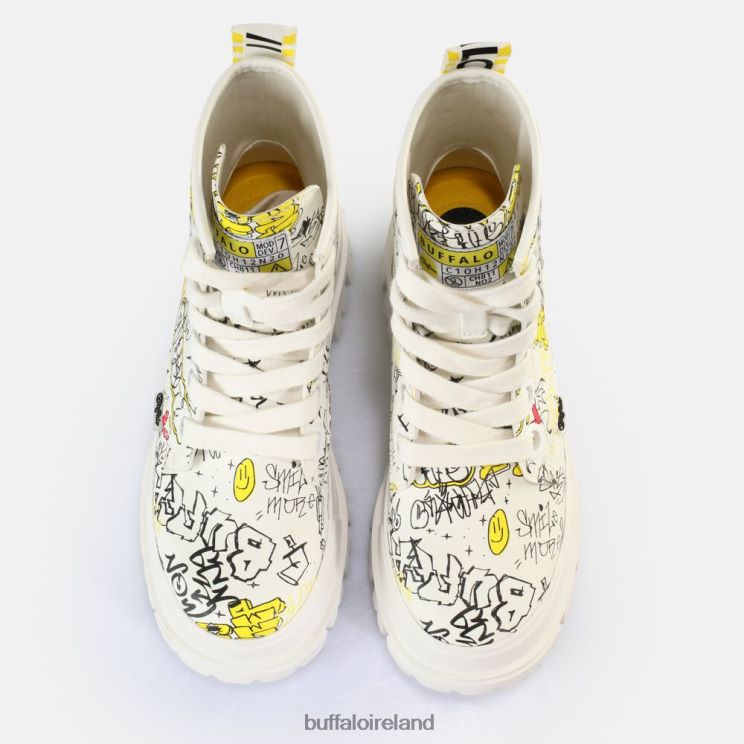 White Graffiti Buffalo Aspha Lace Up Hi Ankle Boot vegan |Boots F06ZHH438 - Image 6