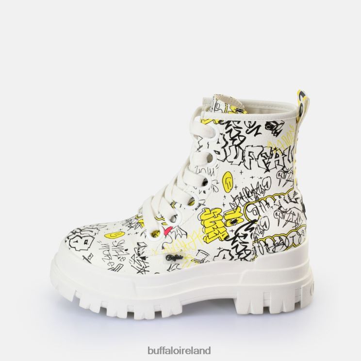 white_graffiti_buffalo_aspha_lace_up_hi_ankle_boot_vegan_boots_f06zhh438.jpg White Graffiti Buffalo Aspha Lace Up Hi Ankle Boot vegan |Boots F06ZHH438 - Image 1
