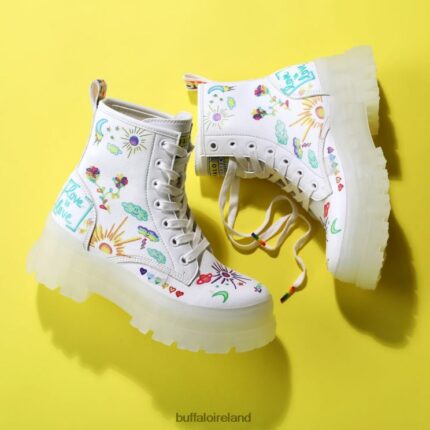 White/Graffiti Buffalo Aspha RLD ankle boot vegan |Boots F06ZHH858