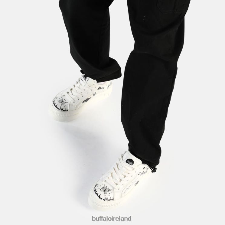 White Graffiti Buffalo Paired Laceup LO Sneaker Low vegan |Sneakers F06ZHH545 - Image 2
