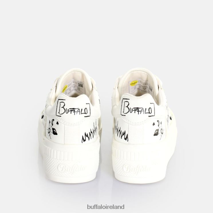 White Graffiti Buffalo Paired Laceup LO Sneaker Low vegan |Sneakers F06ZHH545 - Image 3