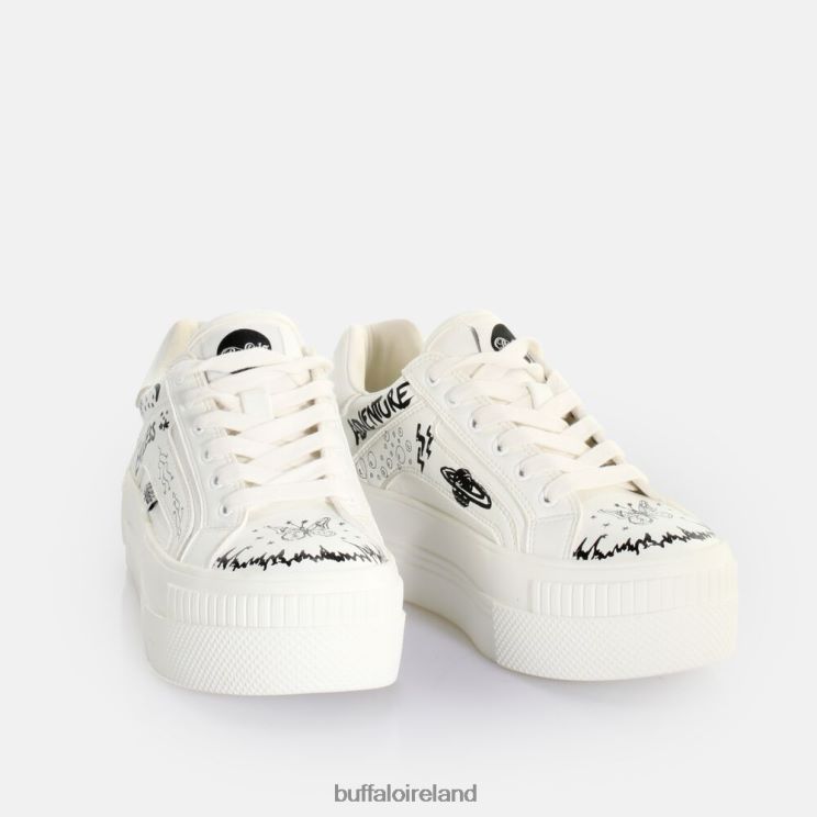 White Graffiti Buffalo Paired Laceup LO Sneaker Low vegan |Sneakers F06ZHH545 - Image 4
