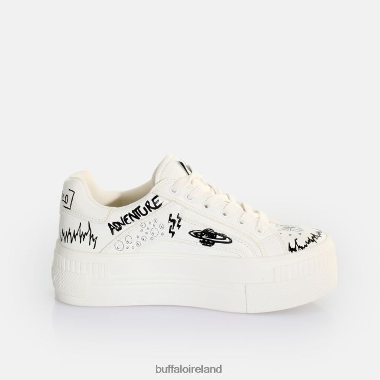 White Graffiti Buffalo Paired Laceup LO Sneaker Low vegan |Sneakers F06ZHH545 - Image 5