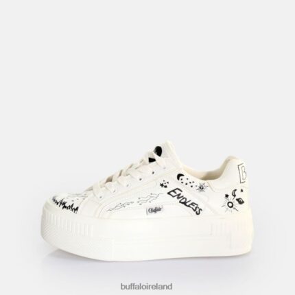 White Graffiti Buffalo Paired Laceup LO Sneaker Low vegan |Sneakers F06ZHH545