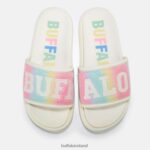 White/Multicolor Buffalo Rey slide vegan |Slides F06ZHH878 - Image 2