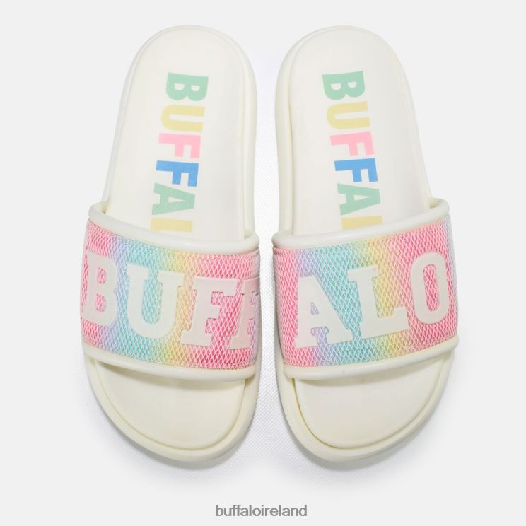 White/Multicolor Buffalo Rey slide vegan |Slides F06ZHH878 - Image 2