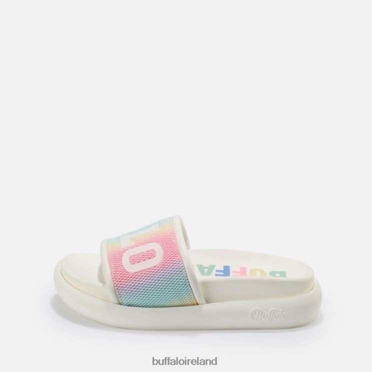 White/Multicolor Buffalo Rey slide vegan |Slides F06ZHH878 - Image 1