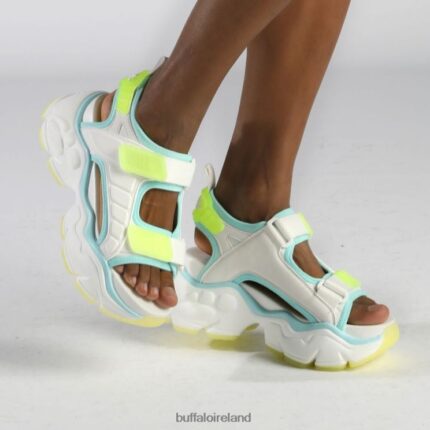White Neon Buffalo Binary Track Platform Sandal vegan |Sandals F06ZHH327