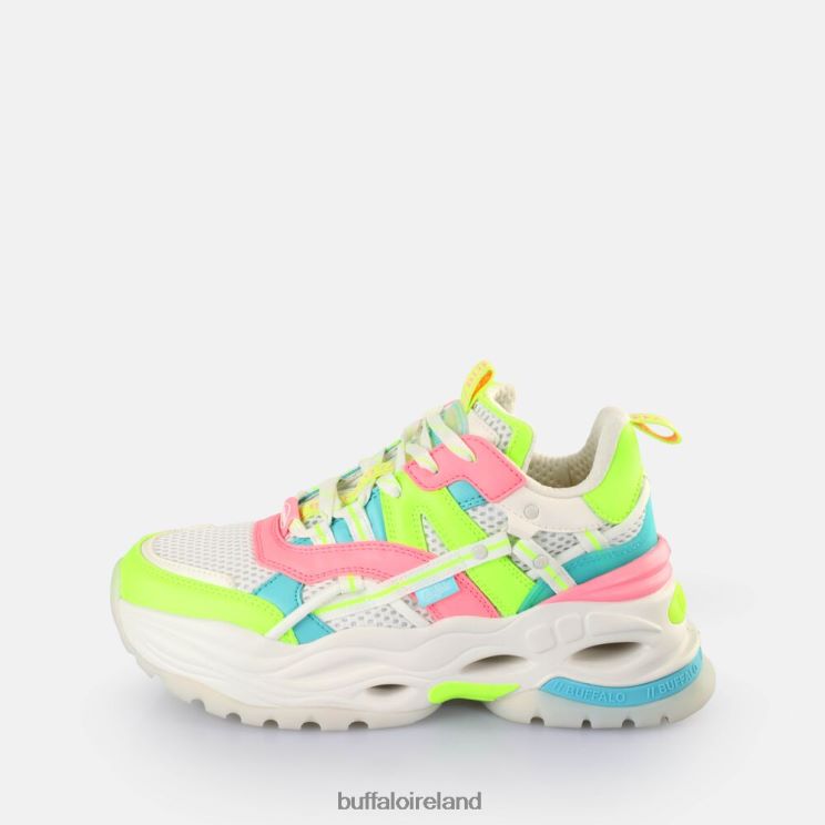 white_neon_multicolour_buffalo_triplet_hollow_sneakers_low_vegan_sneakers_f06zhh128.jpg White/Neon Multicolour Buffalo Triplet Hollow Sneakers Low vegan |Sneakers F06ZHH128 - Image 1